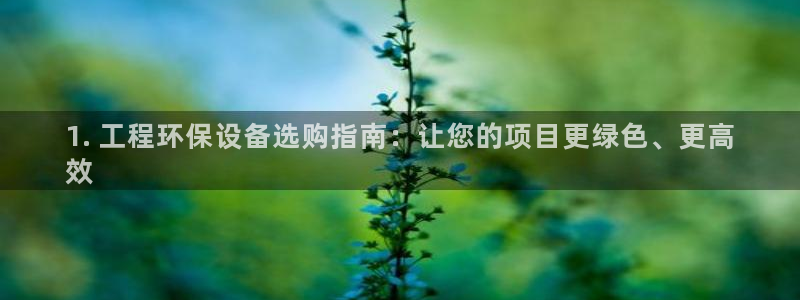 彩名堂怎么打最稳：1. 工程环保设备